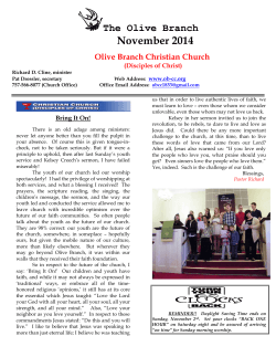 November 2014 The Olive Branch Olive Branch Christian Church (Disciples of Christ)