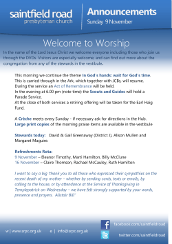 Welcome to Worship Announcements Sunday  9 November