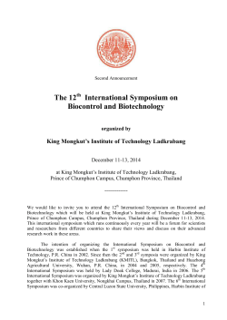 The 12 International Symposium on Biocontrol and Biotechnology