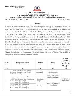 O/o The Pr. Chief Commissioner of Income Tax, NWR, Aayakar... F.No. Pr.CC/Chd/Tech./2014-15/4599