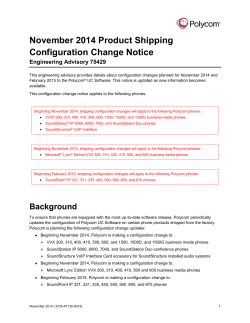 November 2014 Product Shipping Configuration Change Notice Engineering Advisory 75429