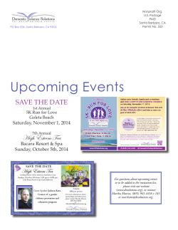 Upcoming Events High Esteem Tea SAVE THE DATE Saturday, November 1, 2014