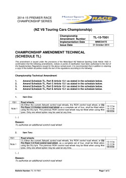 (NZ V8 Touring Cars Championship) CHAMPIONSHIP AMENDMENT TECHNICAL (SCHEDULE TL)