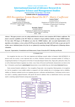   IRIS Recognition System Based On DCT - Matrix Coefficient International Journal of Advance Research in Computer Science and Management Studies