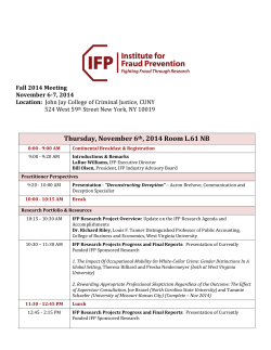 Thursday, November 6 , 2014 Room L.61 NB Fall 2014 Meeting