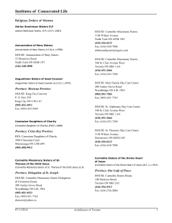 Institutes of  Consecrated Life Religious Orders of Women