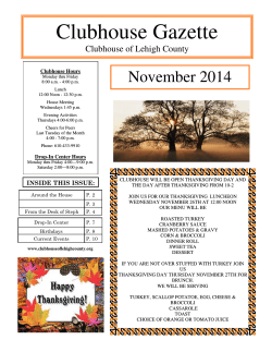 Clubhouse Gazette November 2014 Clubhouse of Lehigh County