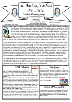 St. Anthony’s School Newsletter “Lighting Pathways for life….”