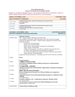 WFAS HOUSTON 2014 Abstract Presentation and Workshop Schedule