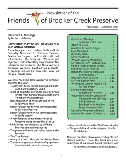 Friends        of Brooker... Newsletter of the Chairman’s Message