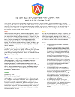 ng-conf 2015 SPONSORSHIP INFORMATION