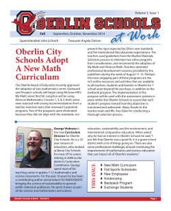 at Work Oberlin City Volume 3, Issue 1 September, October, November 2014