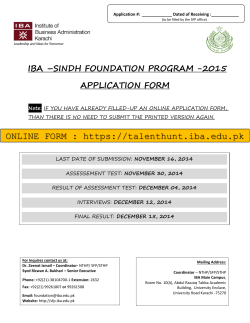 ONLINE FORM : IBA –SINDH FOUNDATION PROGRAM -2015 APPLICATION FORM