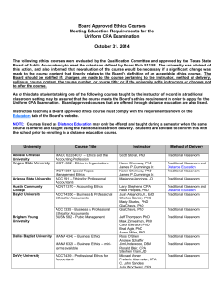 Board Approved Ethics Courses Meeting Education Requirements for the Uniform CPA Examination