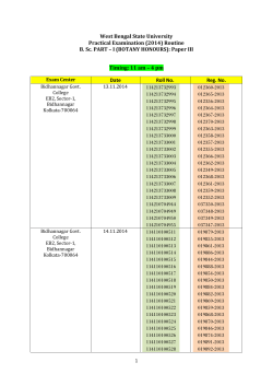 West Bengal State University Practical Examination (2014) Routine
