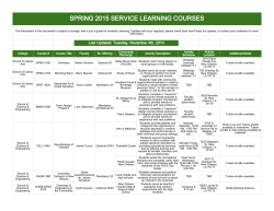 SPRING 2015 SERVICE LEARNING COURSES