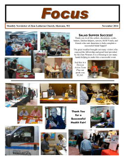 Focus  Salad Supper Success! Monthly Newsletter of Zion Lutheran Church, Shawano, WI