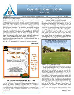 Crystalaire Country Club Newsletter