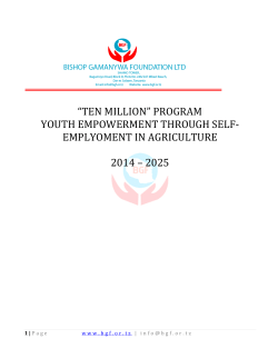 “TEN MILLION” PROGRAM YOUTH EMPOWERMENT THROUGH SELF- EMPLYOMENT IN AGRICULTURE