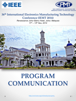 PROGRAM COMMUNICATION 36 International Electronics Manufacturing Technology