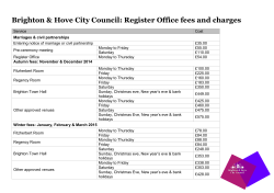 Brighton &amp; Hove City Council: Register Office fees and charges