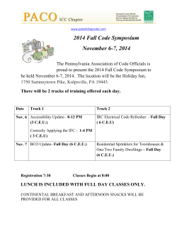 2014 Fall Code Symposium November 6-7, 2014