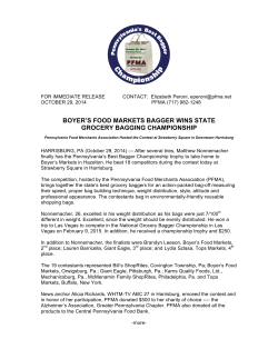 BOYER’S FOOD MARKETS BAGGER WINS STATE GROCERY BAGGING CHAMPIONSHIP  FOR IMMEDIATE RELEASE