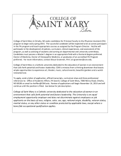 College of Saint Mary in Omaha, NE seeks candidates for...