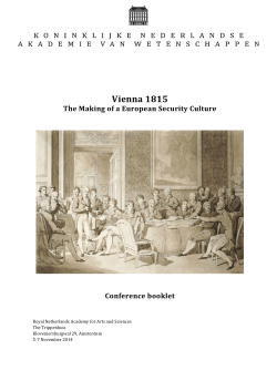 Vienna 1815  The Making of a European Security Culture Conference booklet