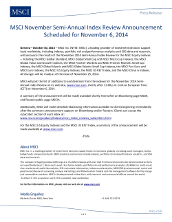 MSCI November Semi-Annual Index Review Announcement Scheduled for November 6, 2014