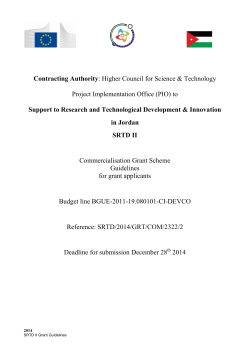 Contracting Authority Support to Research and Technological Development &amp; Innovation in Jordan
