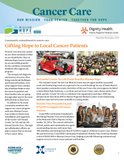Gifting Hope to Local Cancer Patients Community commitment to cancer care