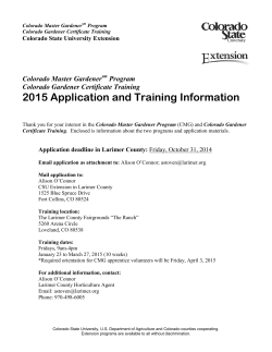 2015 Application and Training Information Colorado Master Gardener Program Colorado Gardener Certificate Training