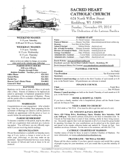 SACRED HEART CATHOLIC CHURCH Sunday, November 09, 2014