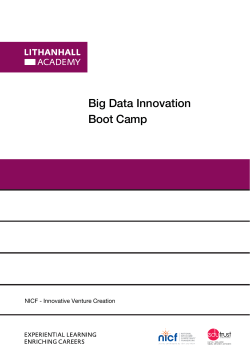 Big Data Innovation Boot Camp  NICF - Innovative Venture Creation