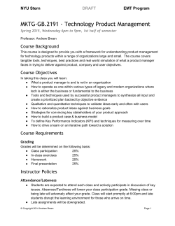 MKTG-GB.2191 - Technology Product Management Course Background NYU Stern EMT Program 