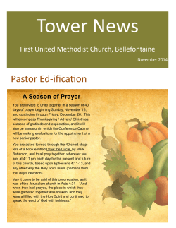 Tower News Pastor Ed-ification First United Methodist Church, Bellefontaine A Season of Prayer