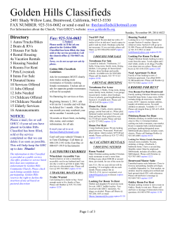Golden Hills Classifieds Directory 2401 Shady Willow Lane, Brentwood, California, 94513-5330