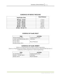 SCHEDULE OF RESULT RELEASE Schedule of Result Release