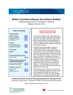British Columbia Influenza Surveillance Bulletin  October 19 to 25, 2014