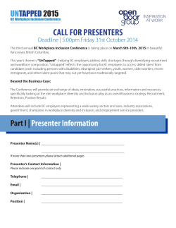 CALL FOR PRESENTERS UN TAPPED 2015