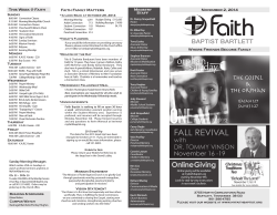 This Week @ Faith Faith Family Matters November 2, 2014