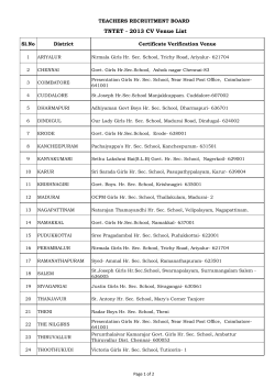 TNTET - 2013 CV Venue List TEACHERS RECRUITMENT BOARD Sl.No District