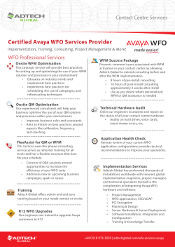 Certified Avaya WFO Services Provider Contact Centre Services WFO Professional Services