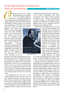 Sergei Rachmaninov and Russian Musical Orientalism