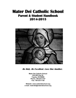 Mater Dei Catholic School  Parent &amp; Student Handbook 2014-2015