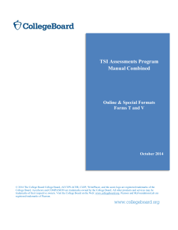 TSI Assessments Program Manual Combined Online &amp; Special Formats