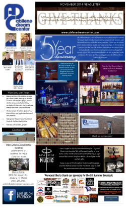 www.abilenedreamcenter.com NOVEMBER 2014 NEWSLETTER