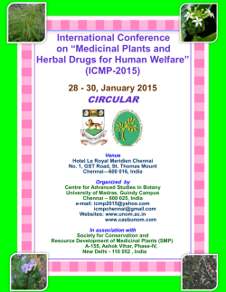 International Conference on “Medicinal Plants and Herbal Drugs for Human Welfare” (ICMP-2015)