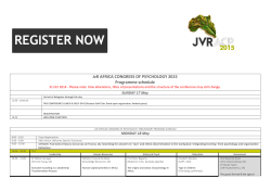 JvR AFRICA CONGRESS OF PSYCHOLOGY 2015 Programme schedule